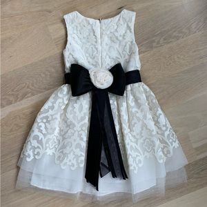 Stunning girls ivory white Charabia dress as 4.  Tulle with Lazer cut leather